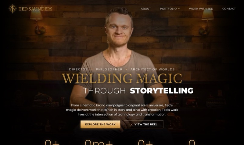 Ted Saunders homepage, built with Claude: “Wielding magic through storytelling”